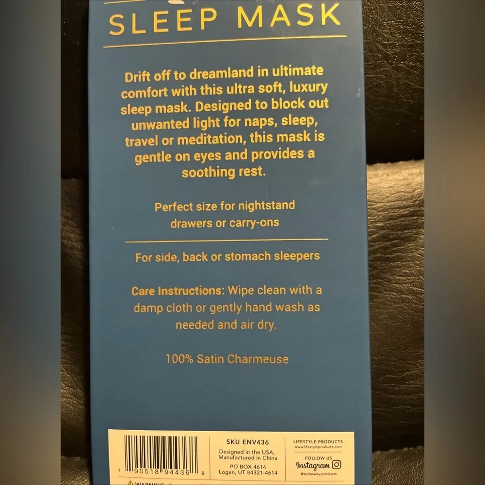 Envy Satin Charmeuse Sleep Mask in Blue